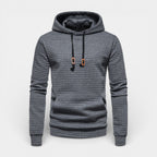 Waffle Texture Hooded Pullover Sweatshirt Regular Fit for Men