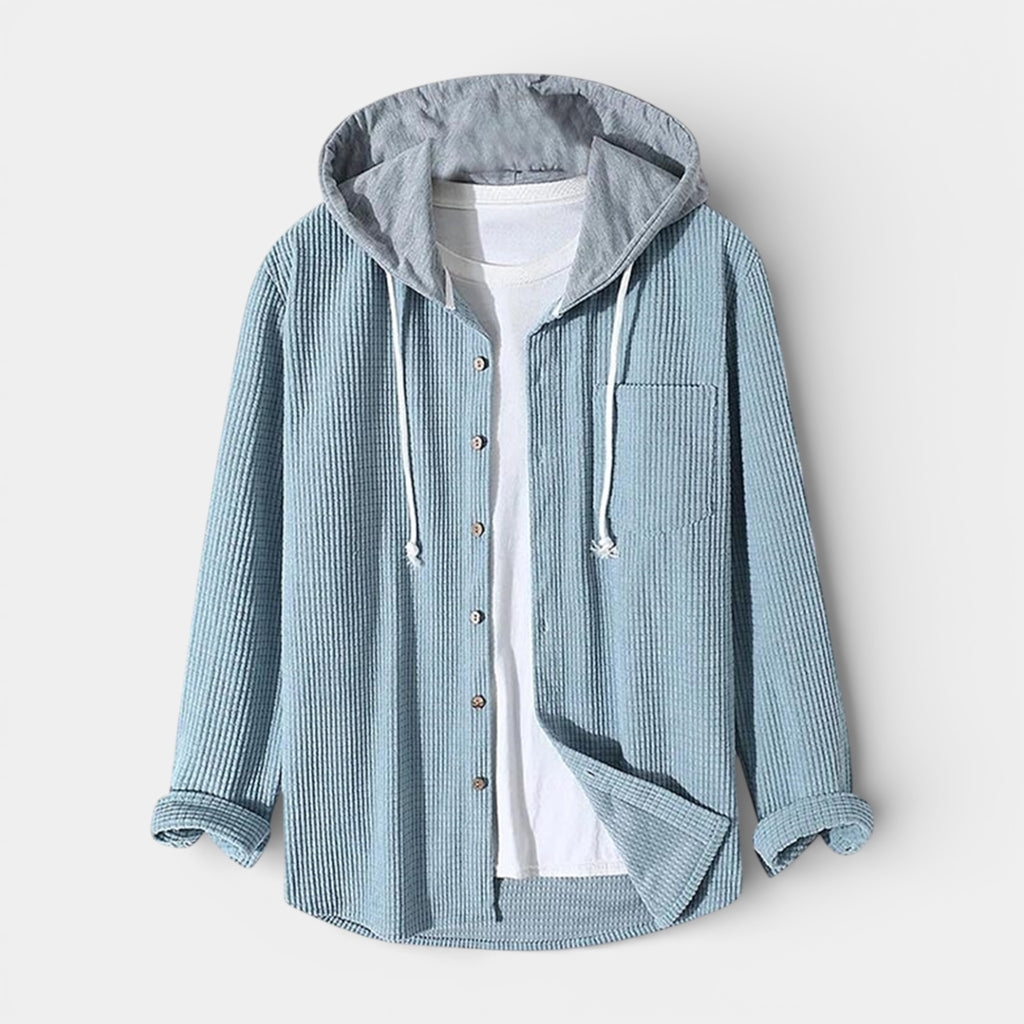 Hooded Knit Sweater Button-Front Regular Fit for Men