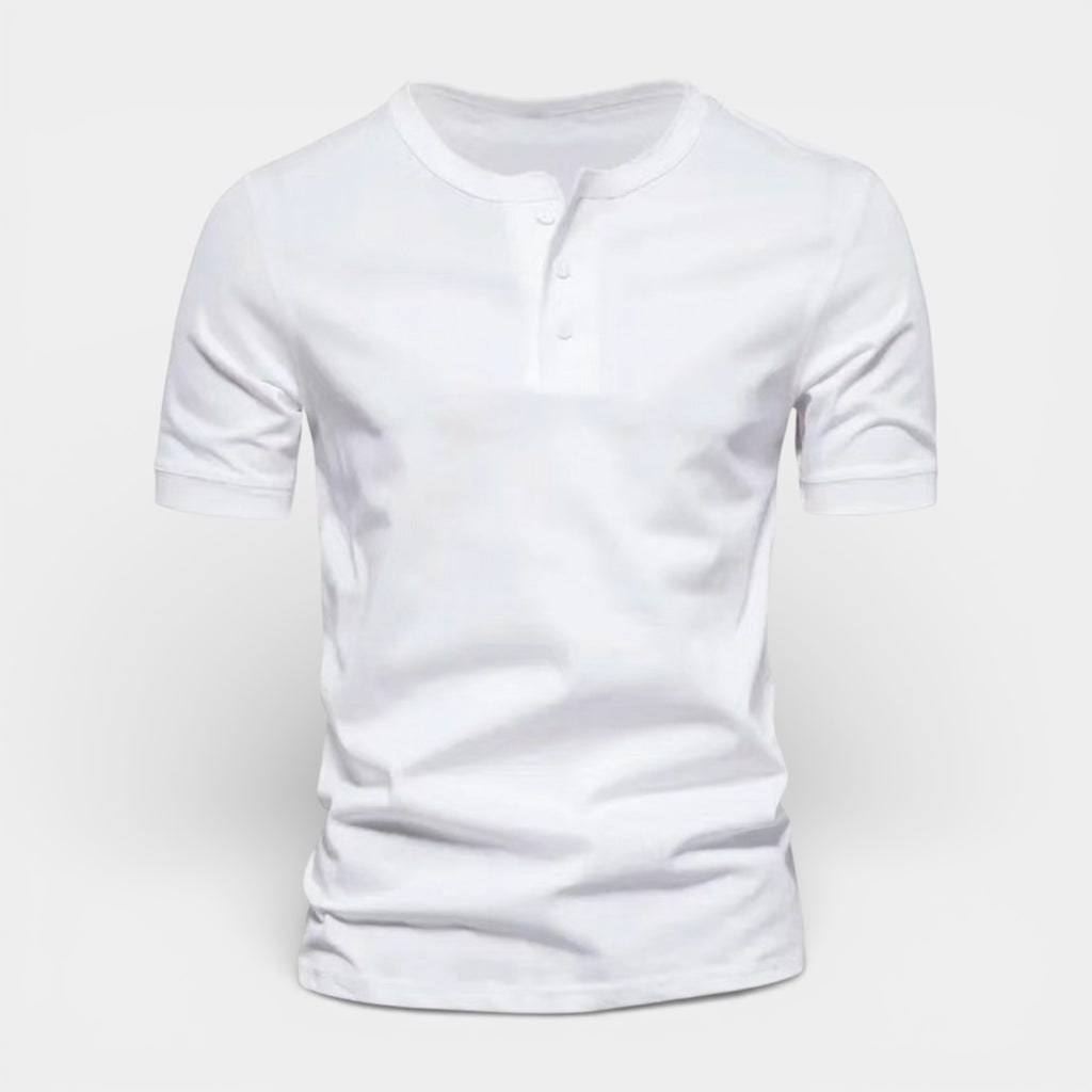 Henley T-Shirt Short Sleeve Button Placket for Men