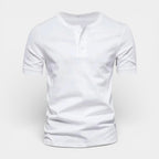 Henley T-Shirt Short Sleeve Button Placket for Men