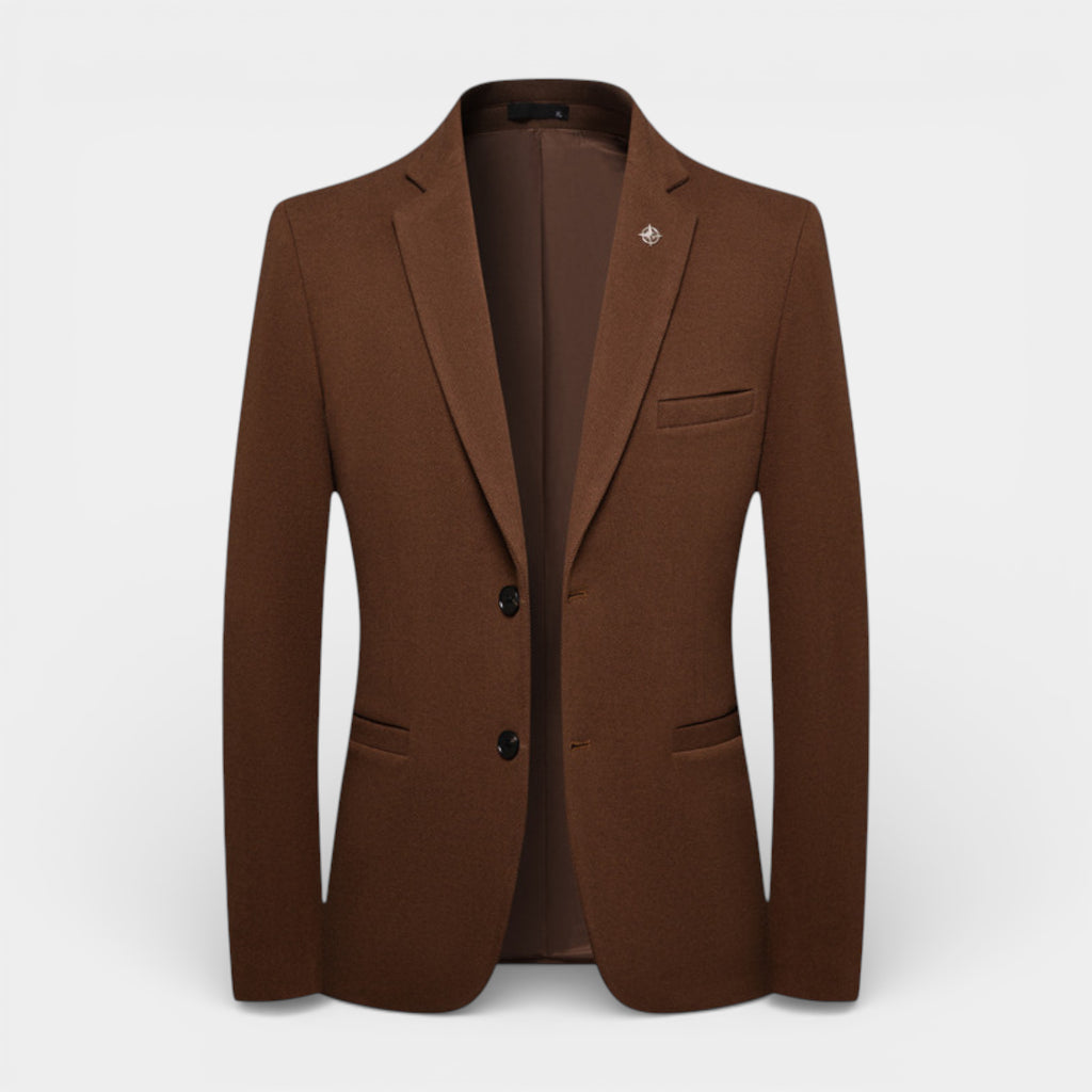 Two-Button Notch Lapel Blazer With Pin for Men