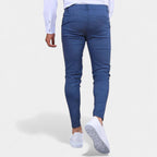 Slim Fit Stretch Trousers Flat Front Tapered for Men