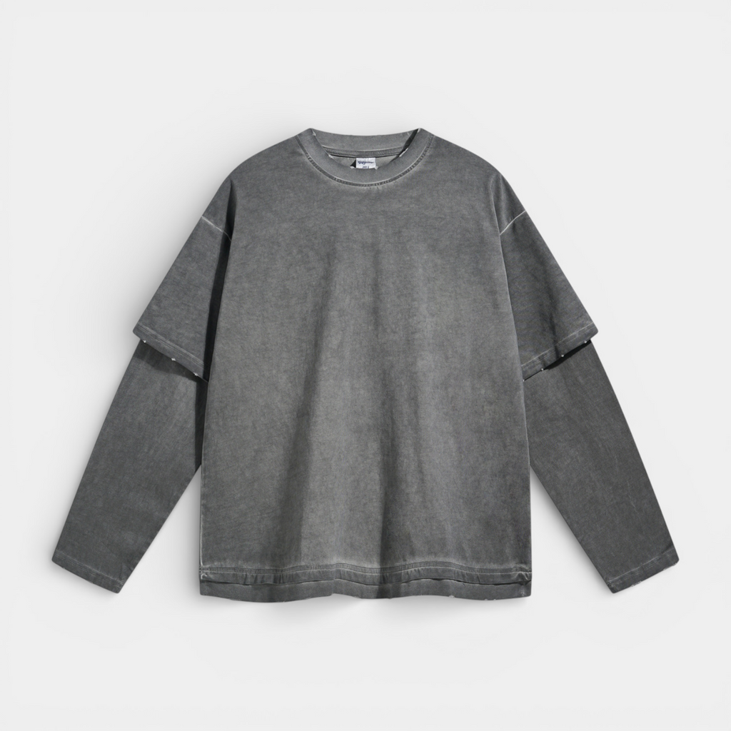 Layered Sleeve Long Sleeve T-Shirt Relaxed Fit for Men