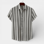 Button-Up Striped Tee Shirt Regular Fit for Men