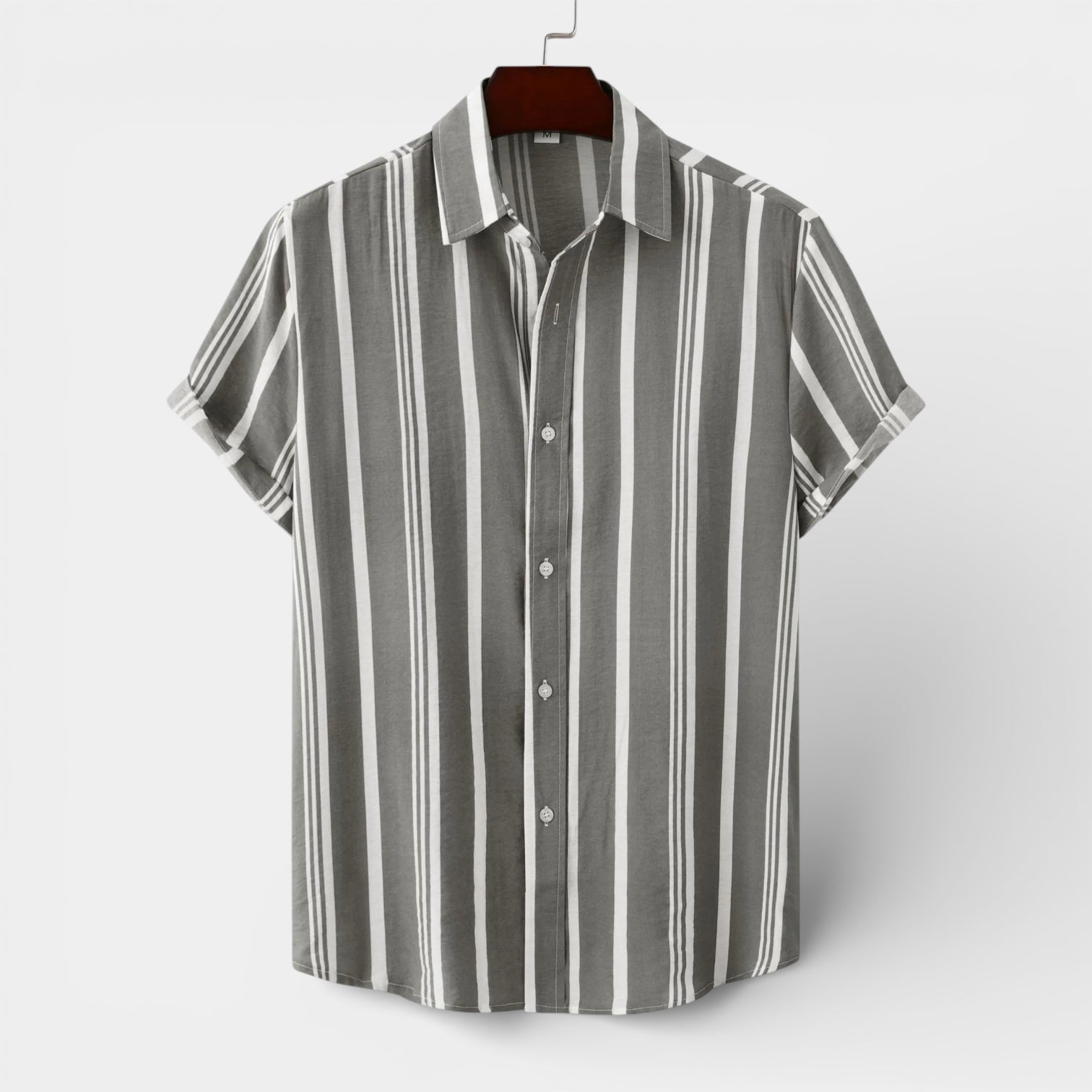 Button-Up Striped Tee Shirt Regular Fit for Men