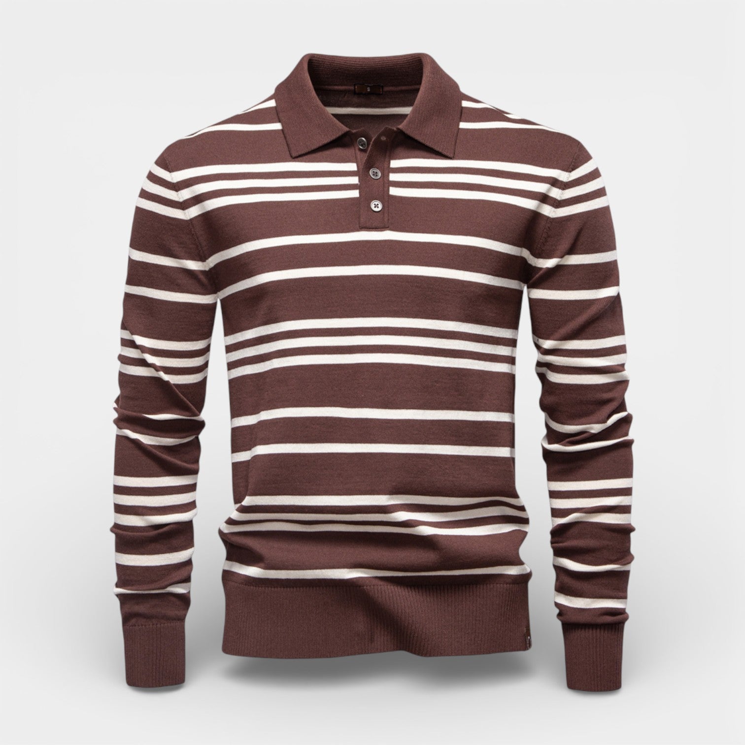 Striped Long Sleeve Polo Shirt Regular Fit for Men