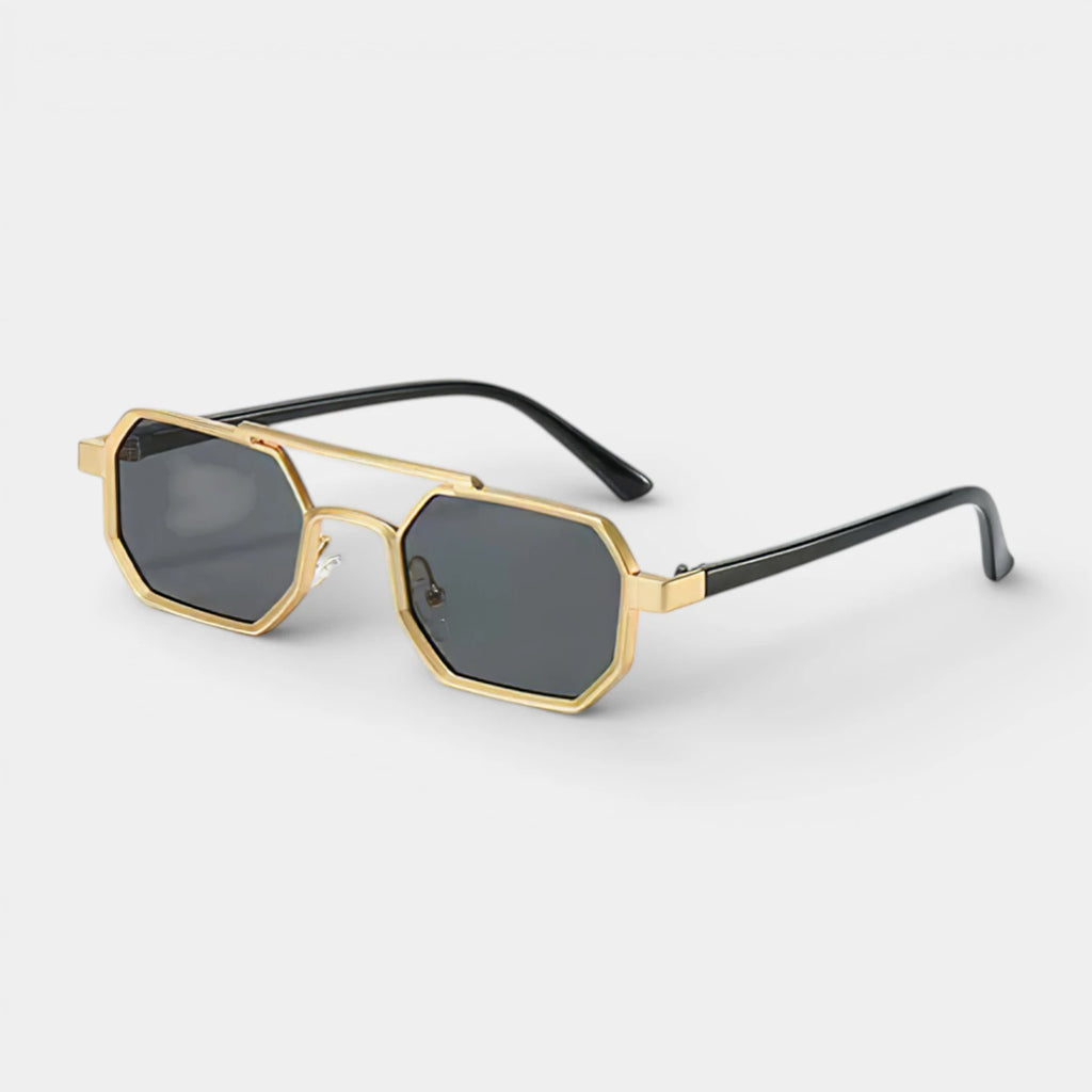 Geometric Metal Frame Sunglasses Double Bridge for Men