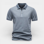 Short Sleeve Zip-Up Polo Shirt Regular Fit for Men
