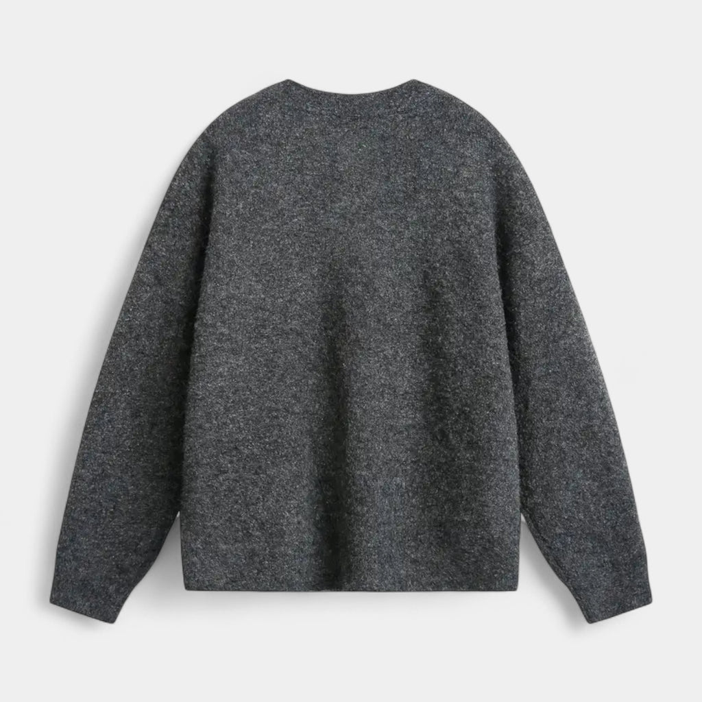 Henley Knit Wool Sweater Three-Button Placket for Men