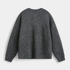 Henley Knit Wool Sweater Three-Button Placket for Men