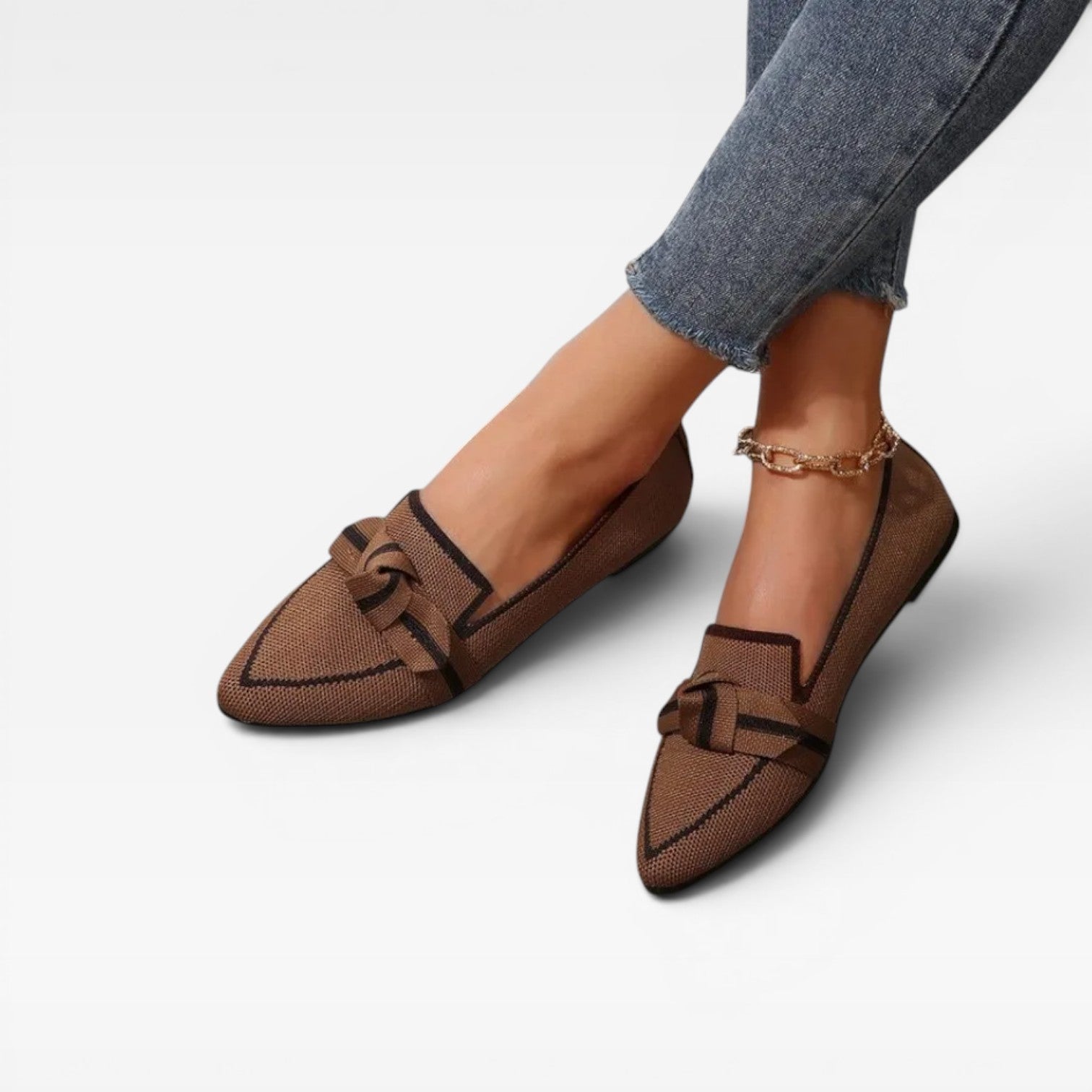 Women's Pointed-Toe Knit Slip-On Loafers