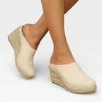 Women's Velvet Wedge Sandals with Rope Sole