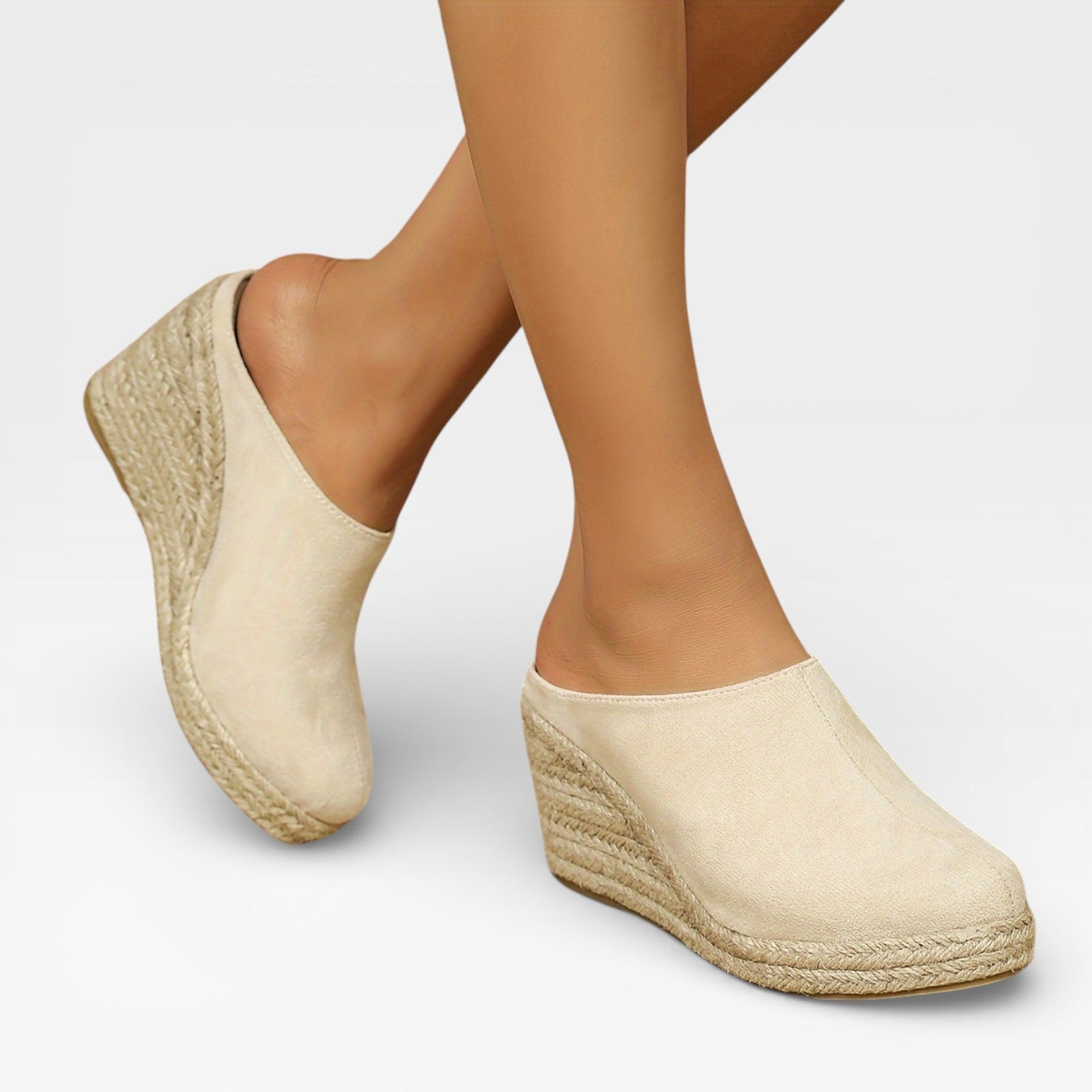 Women's Velvet Wedge Sandals with Rope Sole
