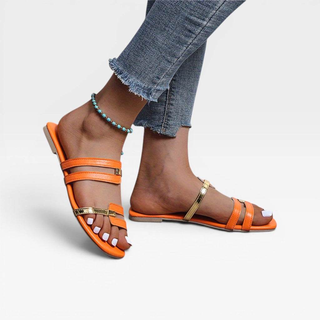 Women's Flat Slide Sandals with Square Toe