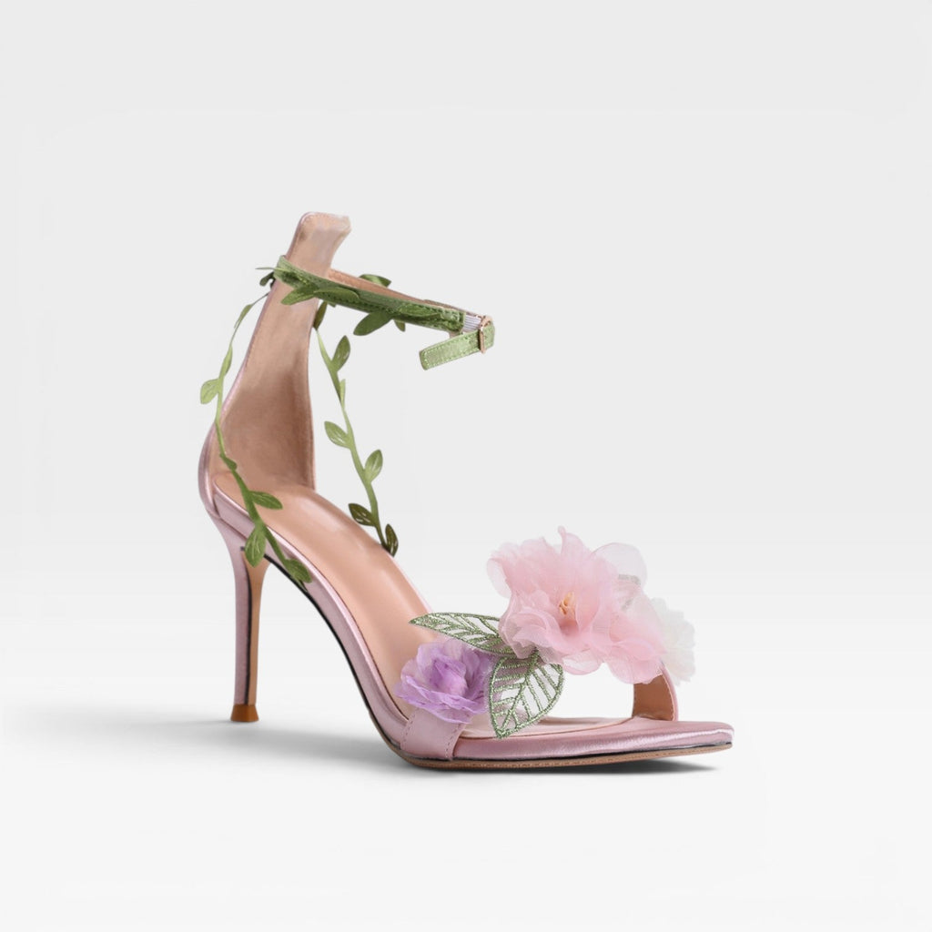 Women's Sheepskin Crystal Ankle Wrap Sandals