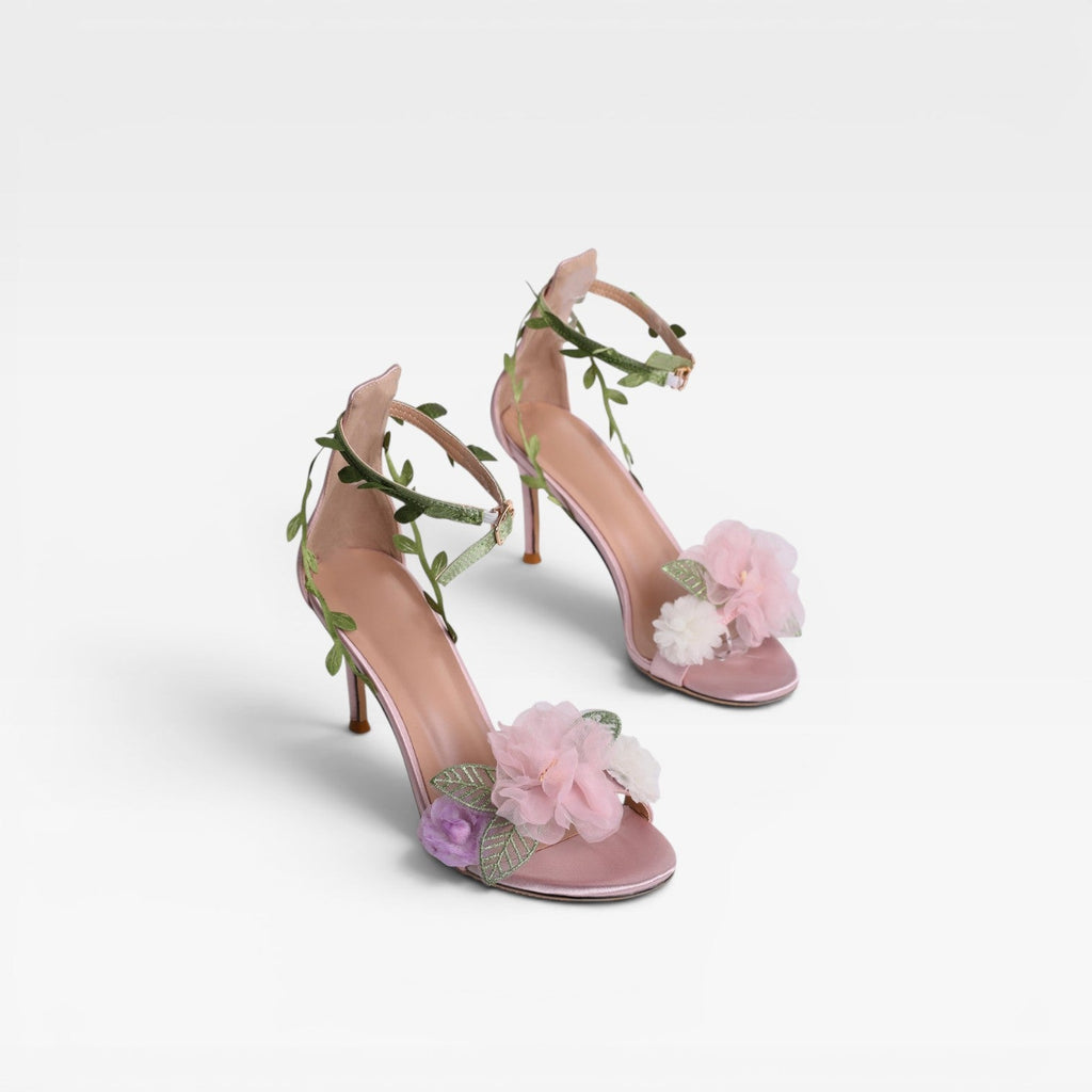 Women's Sheepskin Crystal Ankle Wrap Sandals