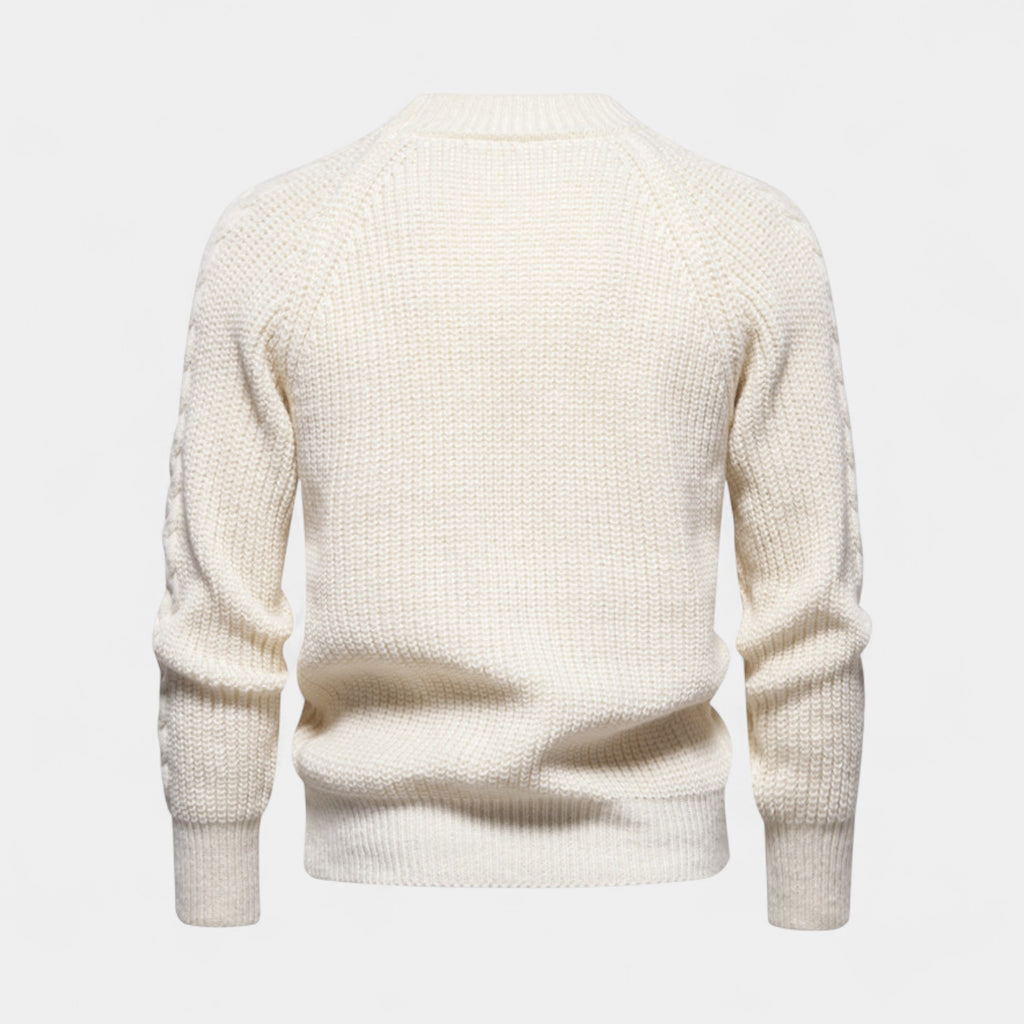 Chunky Knit Wool Blend Crewneck Sweater for Men