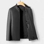 Genuine Leather Stand Collar Jacket Regular Fit for Men