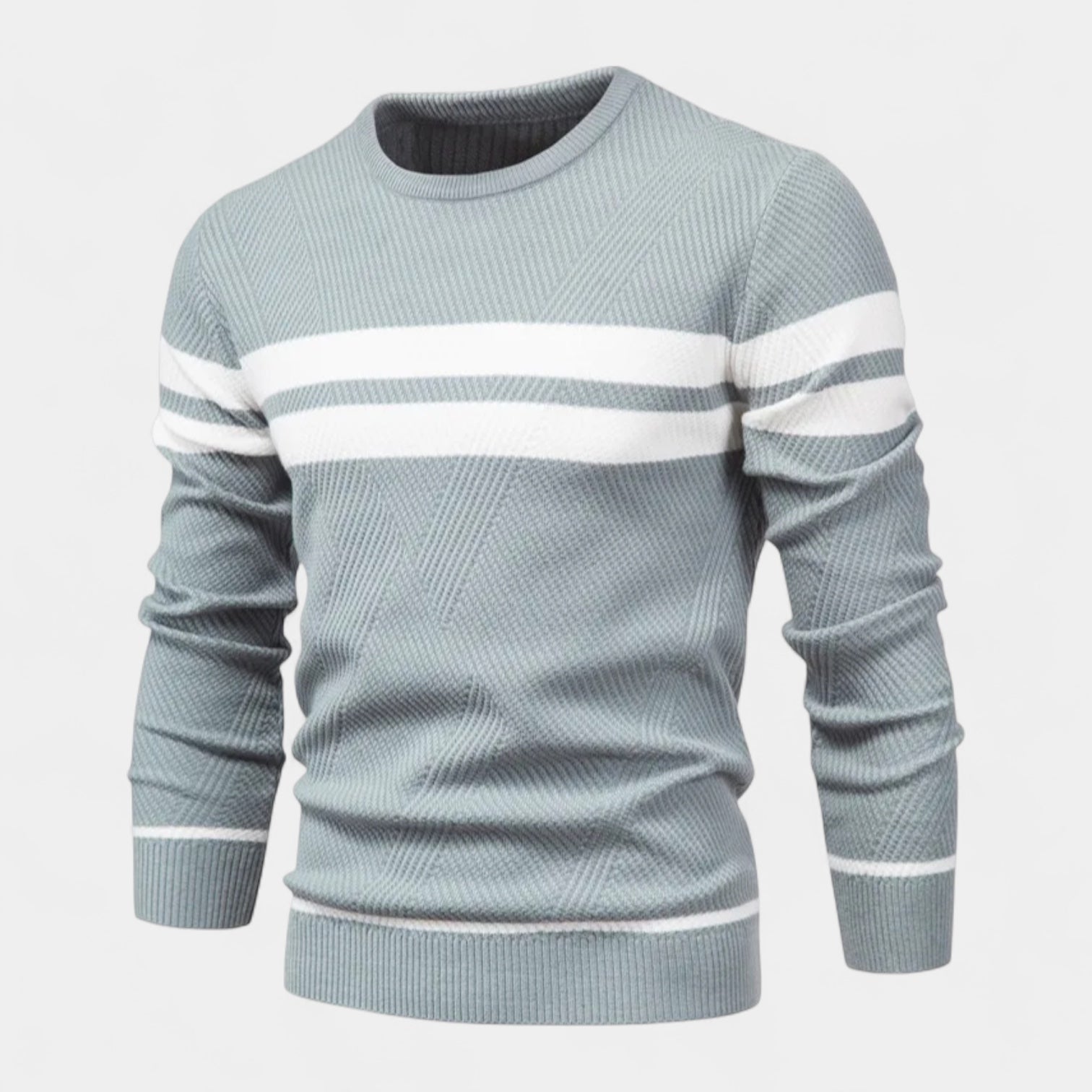 Striped Crewneck Pullover Sweater Slim Fit for Men