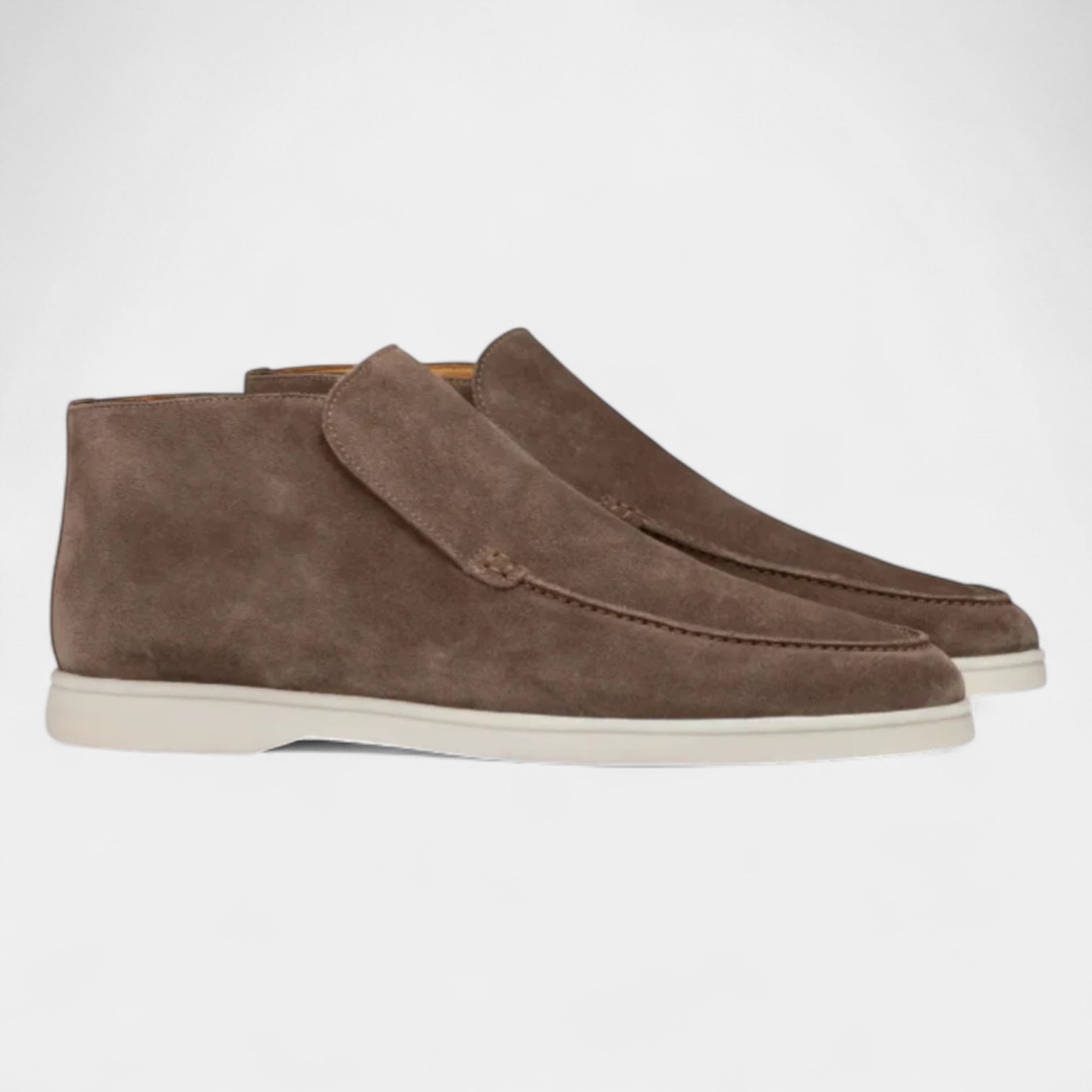 Suede High-Top Loafers Slip-On Rubber Sole for Men