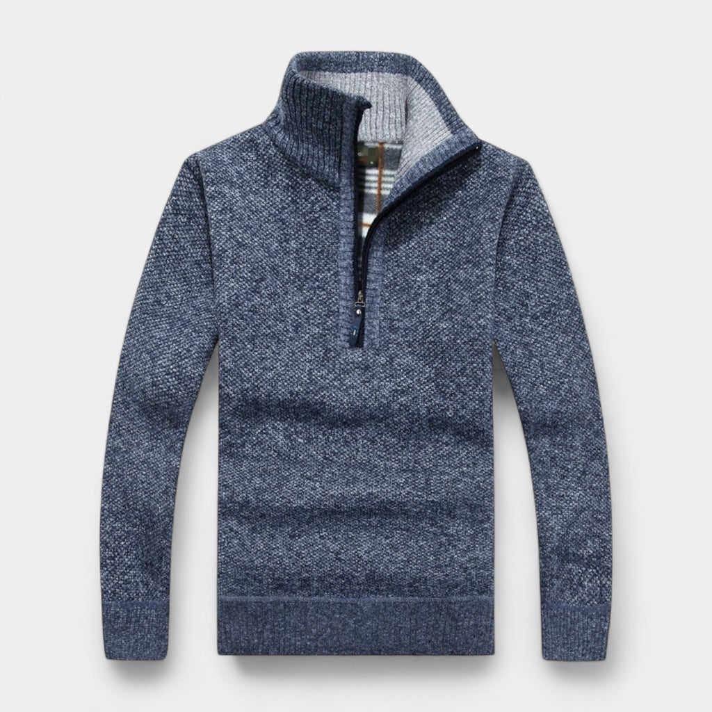 Fleece Lined Half-Zip Pullover Sweater Regular Fit for Men