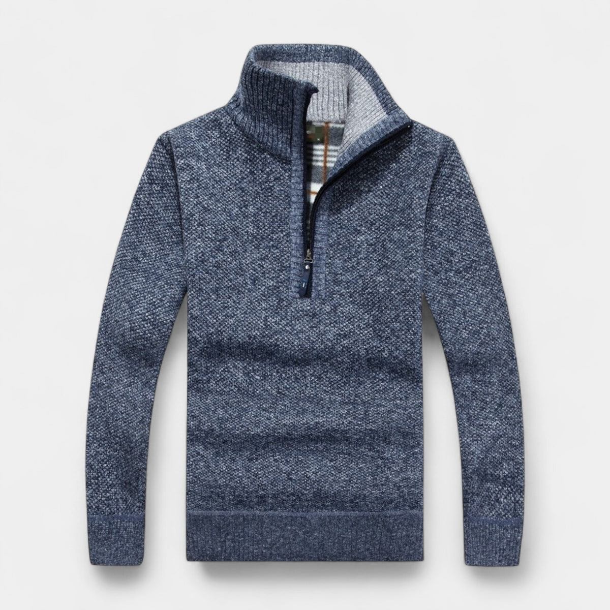 Fleece Lined Half-Zip Pullover Sweater Regular Fit for Men