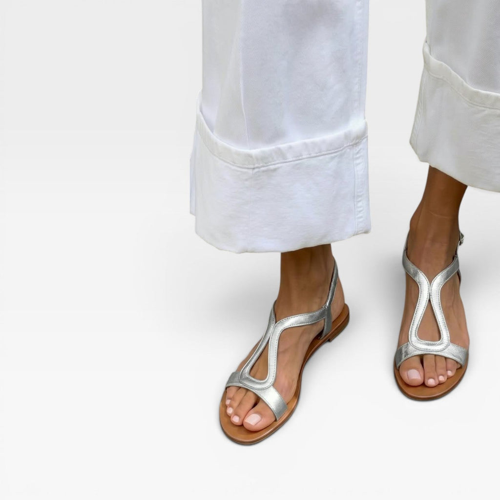 Women's Metallic Leather Sculptural-Strap Flats