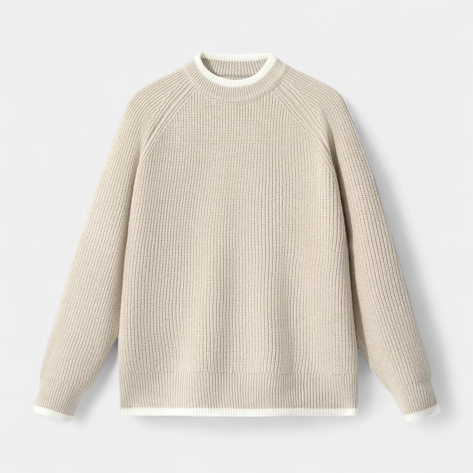 Mock Neck Ribbed Knit Sweater Regular Fit for Men