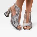 Women's Sculpted Heel Woven Statement Sandals