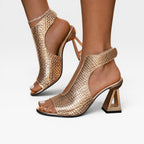 Women's Sculpted Heel Woven Statement Sandals