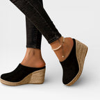 Women's Velvet Wedge Sandals with Rope Sole