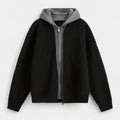 Zip-Up Knit Cardigan Hoodie Ribbed Relaxed Fit for Men