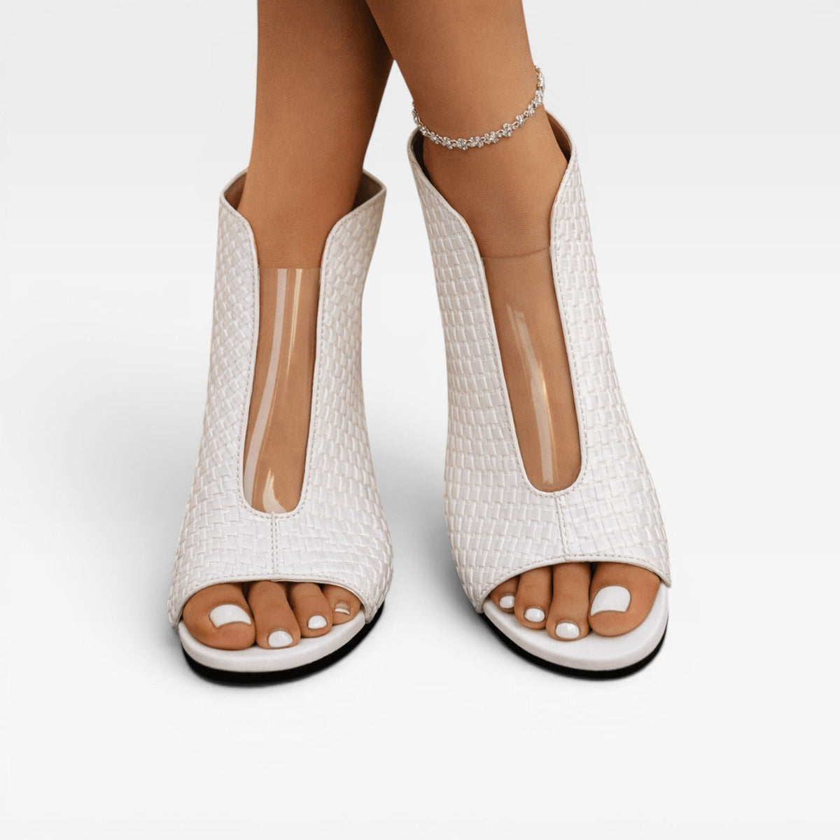 Women's Sculpted Heel Woven Statement Sandals