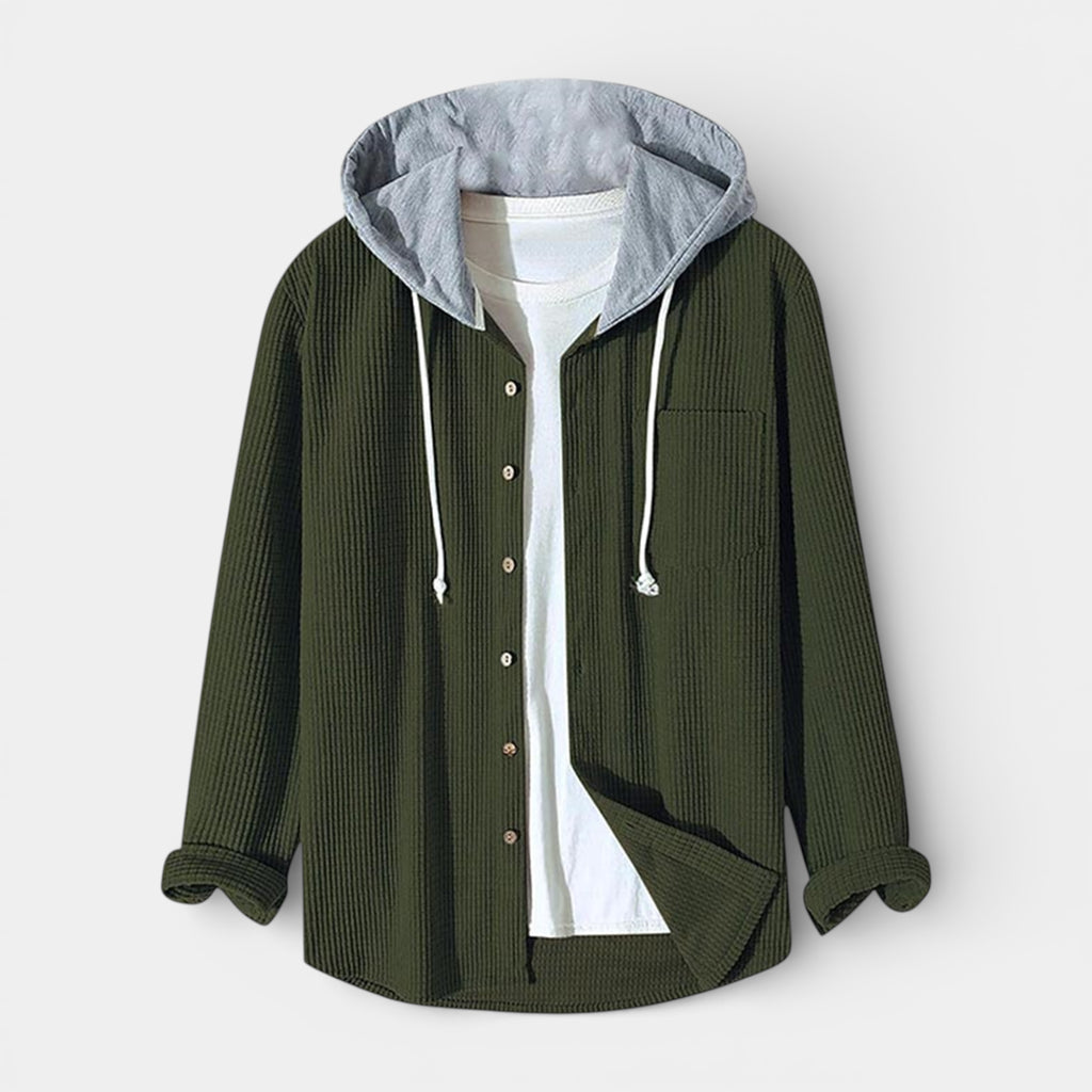 Hooded Knit Sweater Button-Front Regular Fit for Men