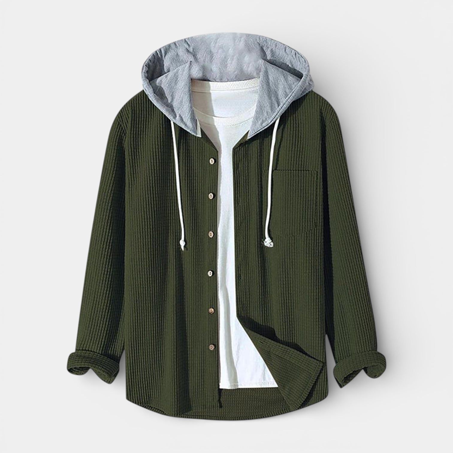 Hooded Knit Sweater Button-Front Regular Fit for Men
