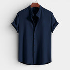 Textured Short Sleeve Button-Up Shirt Regular Fit for Men
