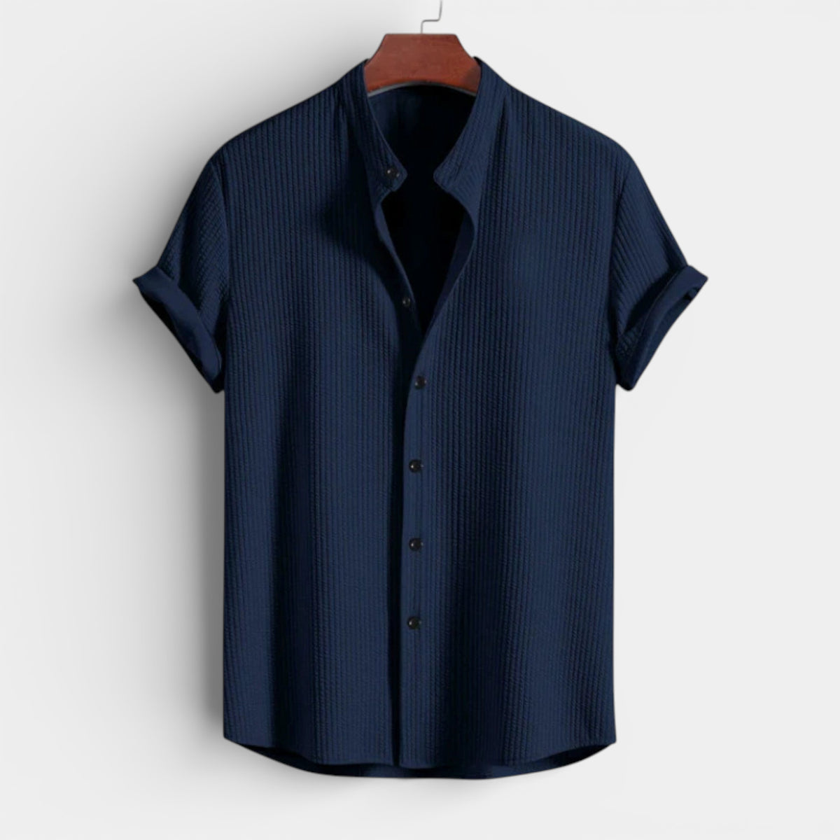 Textured Short Sleeve Button-Up Shirt Regular Fit for Men