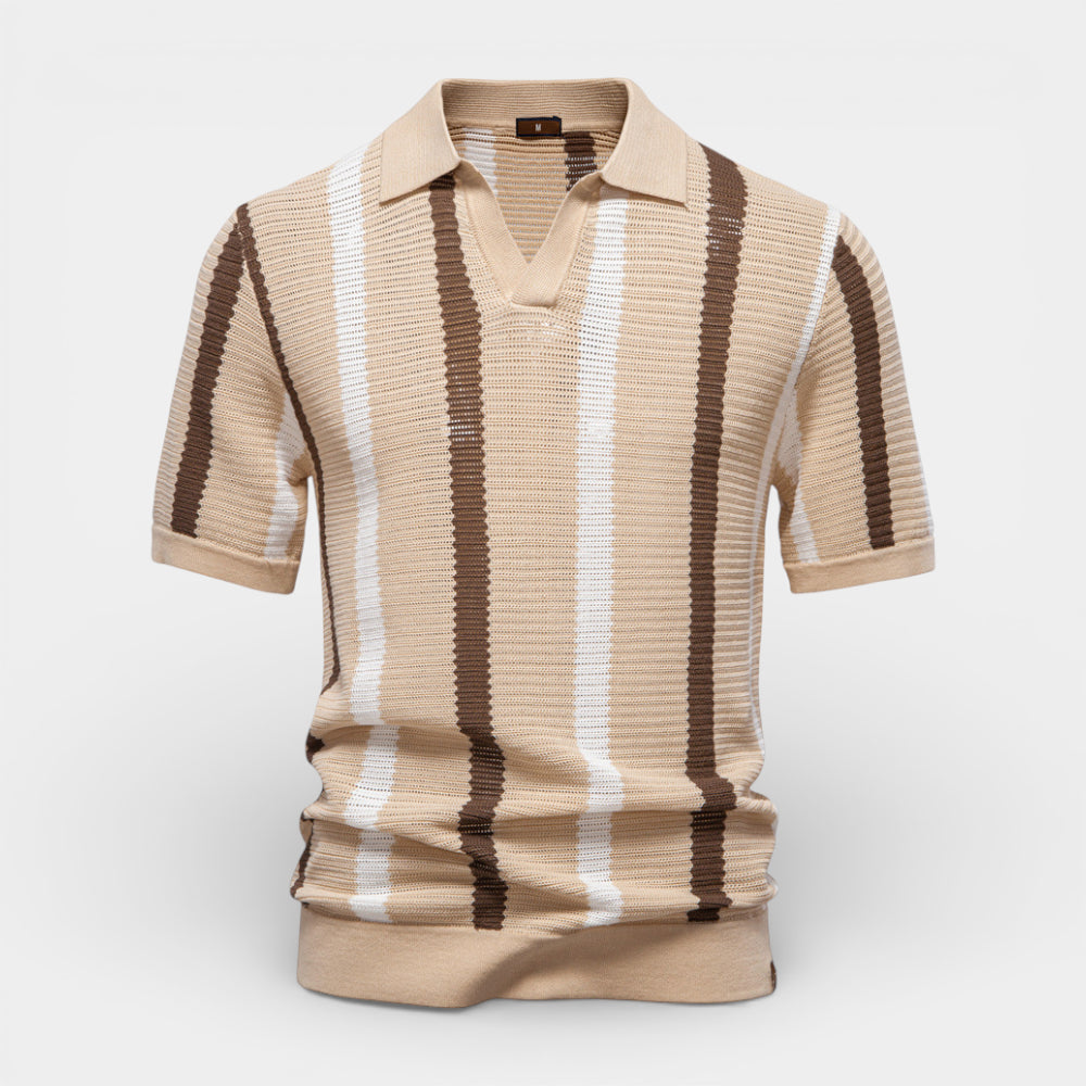 Striped Open Collar Polo Shirt Regular Fit for Men