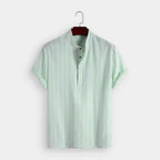 Vertical Stripe Mandarin Collar Shirt Regular Fit for Men