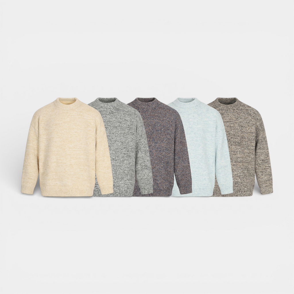 Relaxed Fit Fisherman Crewneck Knit Sweater for Men