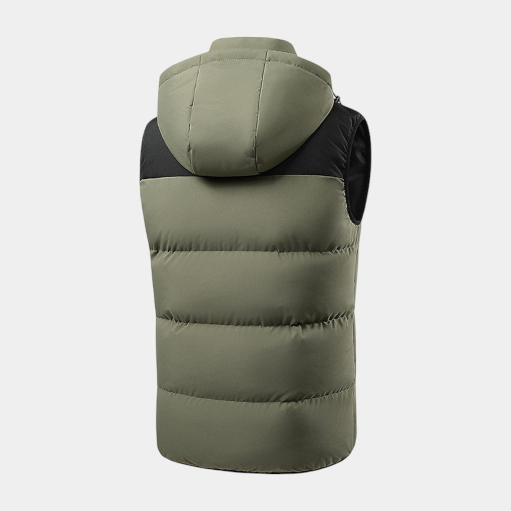 Hooded Puffer Vest Quilted Zip-Up Regular Fit for Men