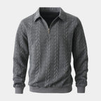 Quarter-Zip Textured Cable Knit Pullover for Men