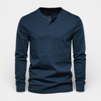 Long Sleeve Henley Shirt Button Placket Regular Fit for Men