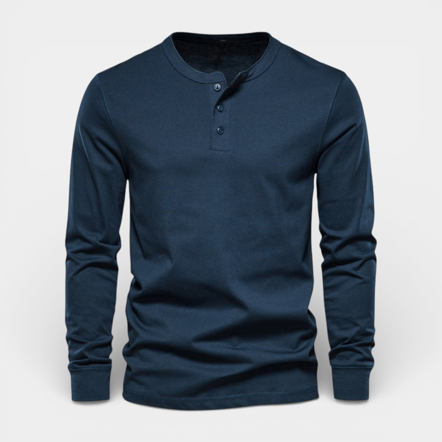 Long Sleeve Henley Shirt Button Placket Regular Fit for Men