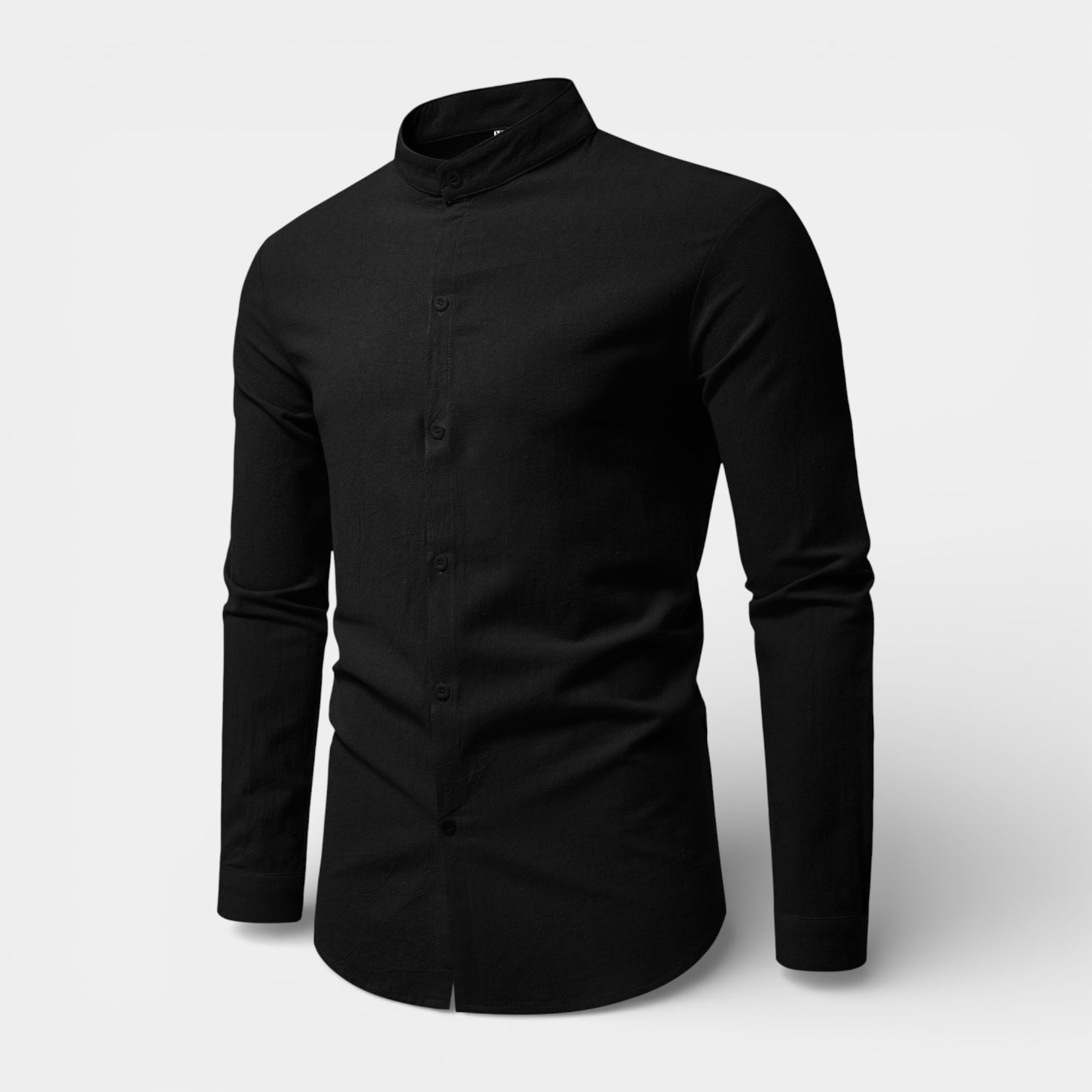 Band Collar Long Sleeve Shirt Slim Fit for Men