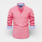 Long Sleeve Button-Up Shirt Contrast Cuff for Men