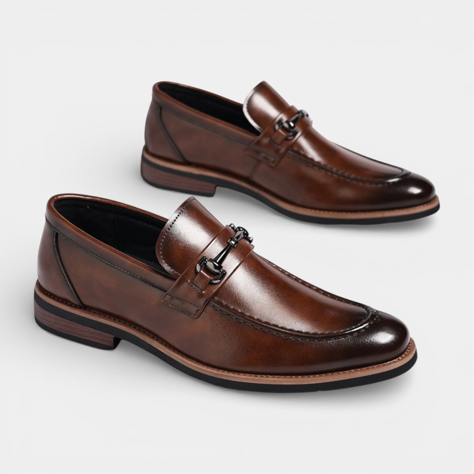 Slip-On Bit Loafers Polished Almond Toe for Men