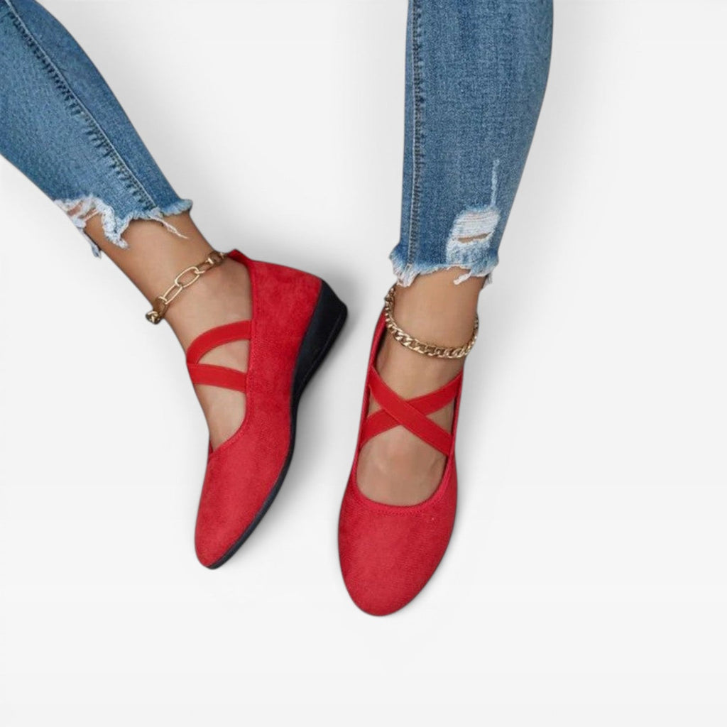 Women's Minimalist Cross-Strap Ballet Flats