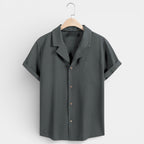 Short Sleeve Button-Up Textured Shirt Regular Fit for Men