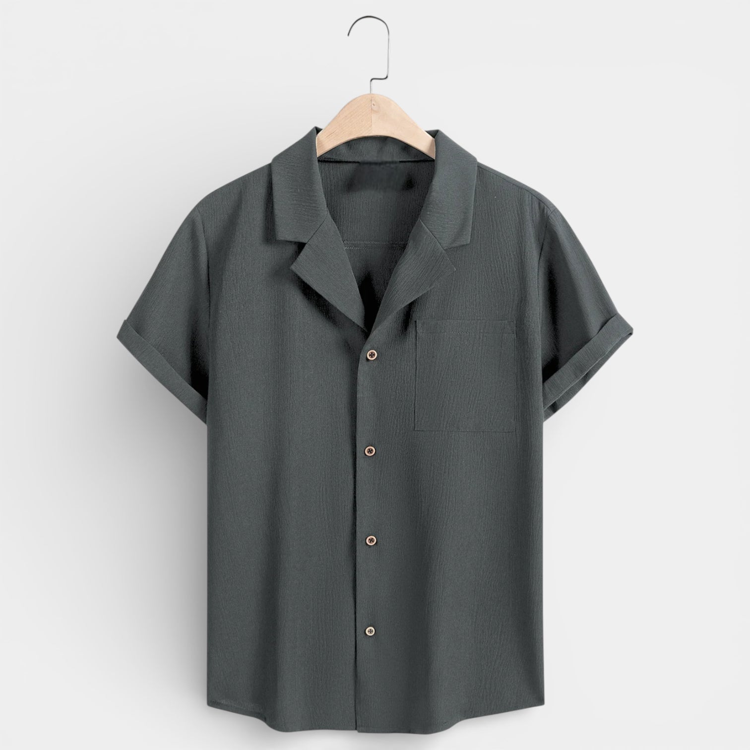 Short Sleeve Button-Up Textured Shirt Regular Fit for Men